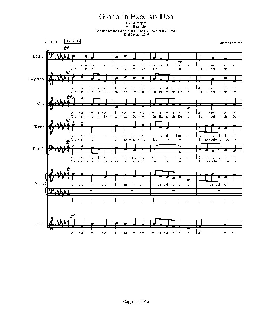 Gloria in G Flat Major - Choir Script PDF Thumbnail