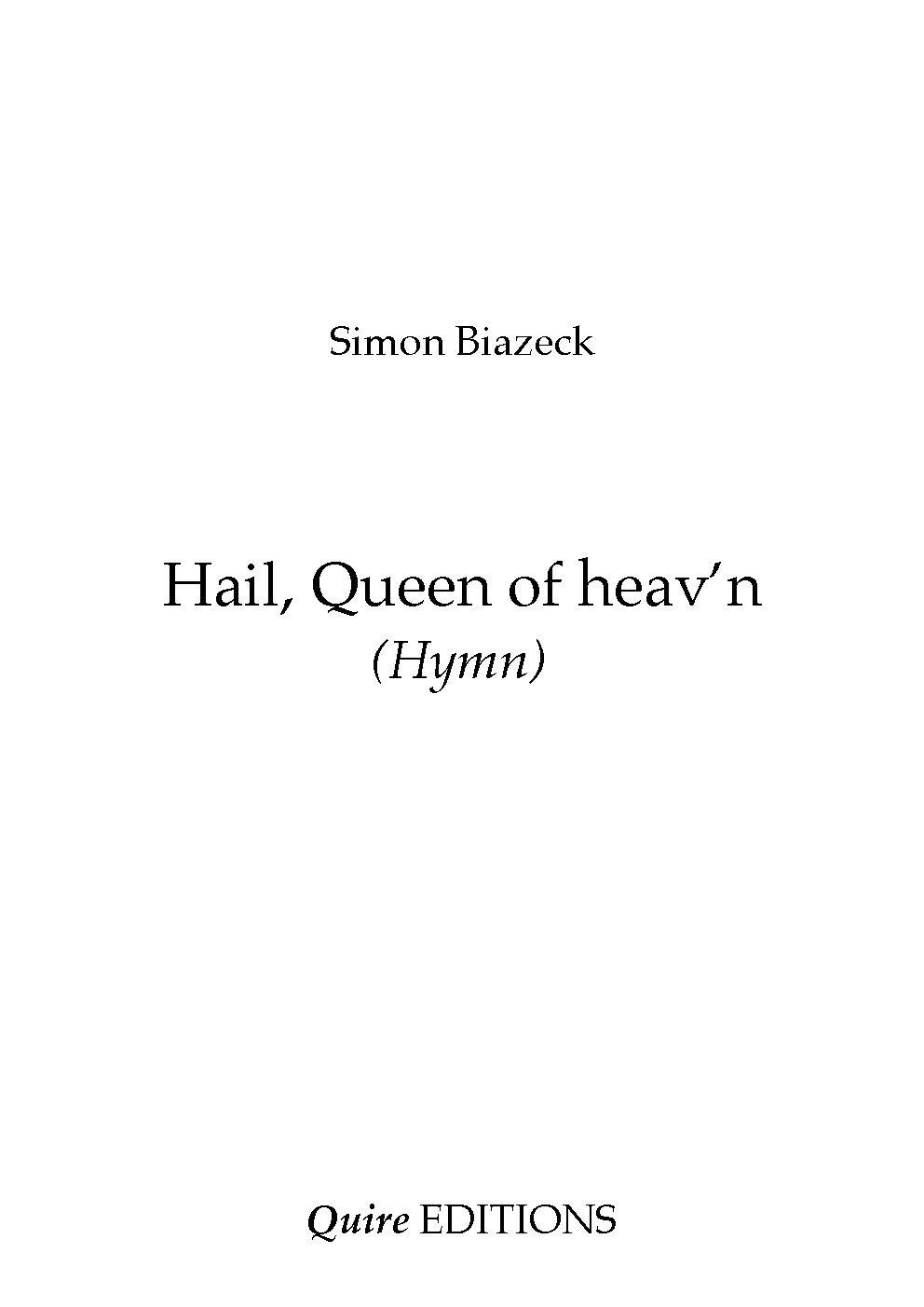 Hail, Queen of Heav'n (Stella Maris)
