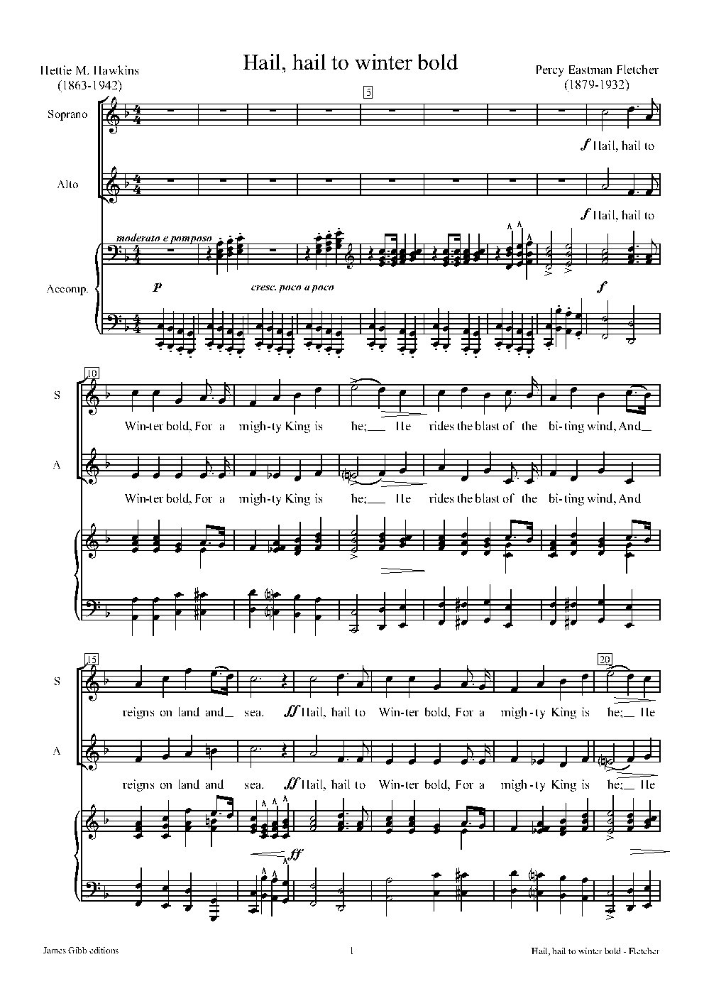 Hail, hail to Winter bold - Choir Script PDF Thumbnail