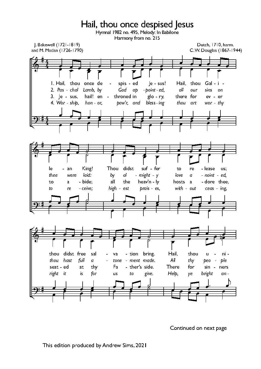 Hail, thou once despised Jesus! - Choir Script PDF Thumbnail