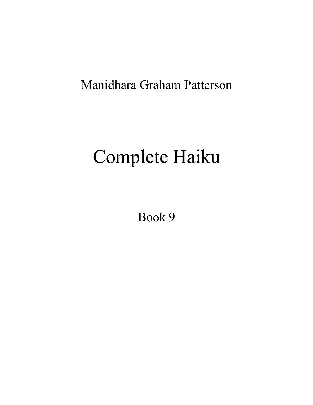 Haiku, Book 9
