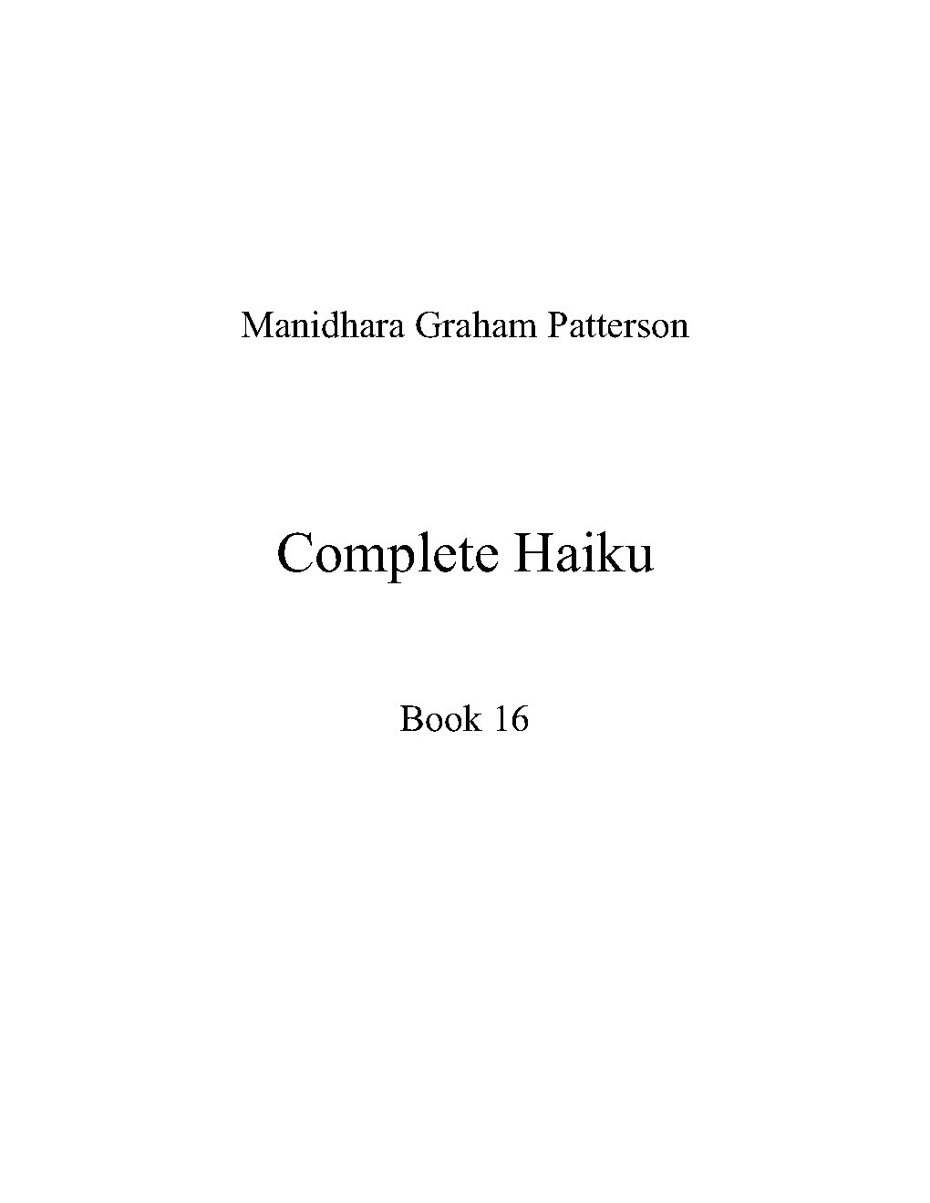 Haiku, Book 16