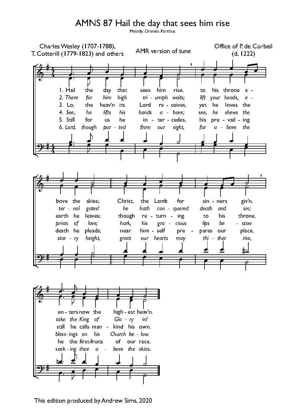 Hail the day that sees him rise II - Choir Script PDF Thumbnail