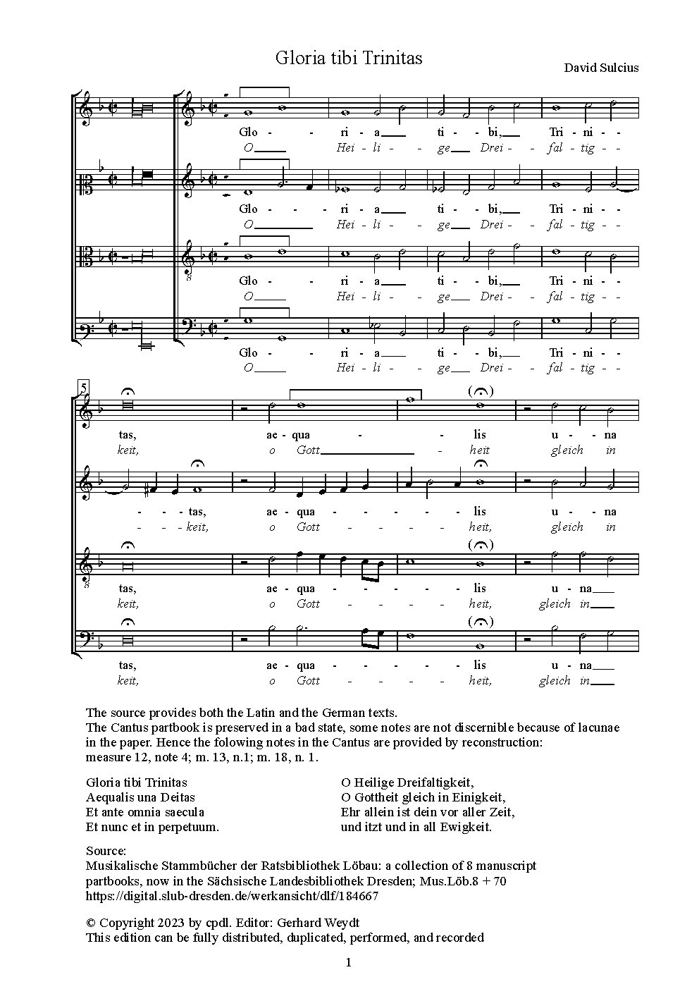 Gloria tibi Trinitas - Choir Script PDF Thumbnail