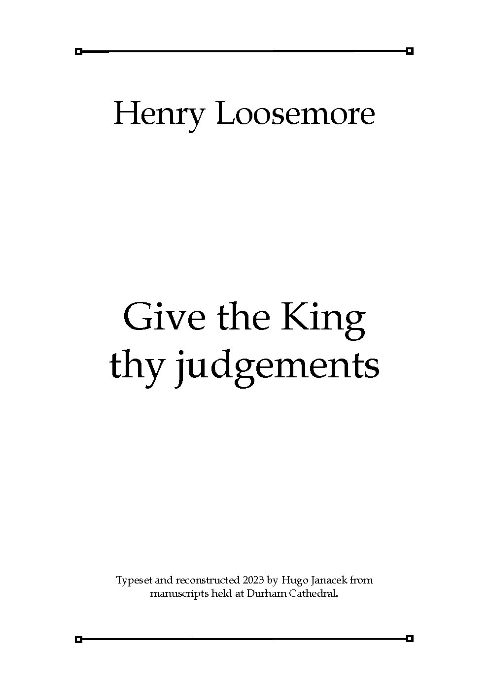 Give the King thy judgements