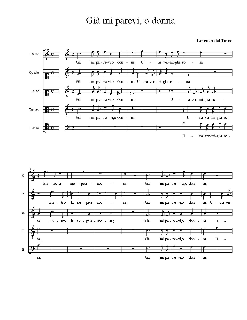 Già mi parevi, o donna - Choir Script PDF Thumbnail