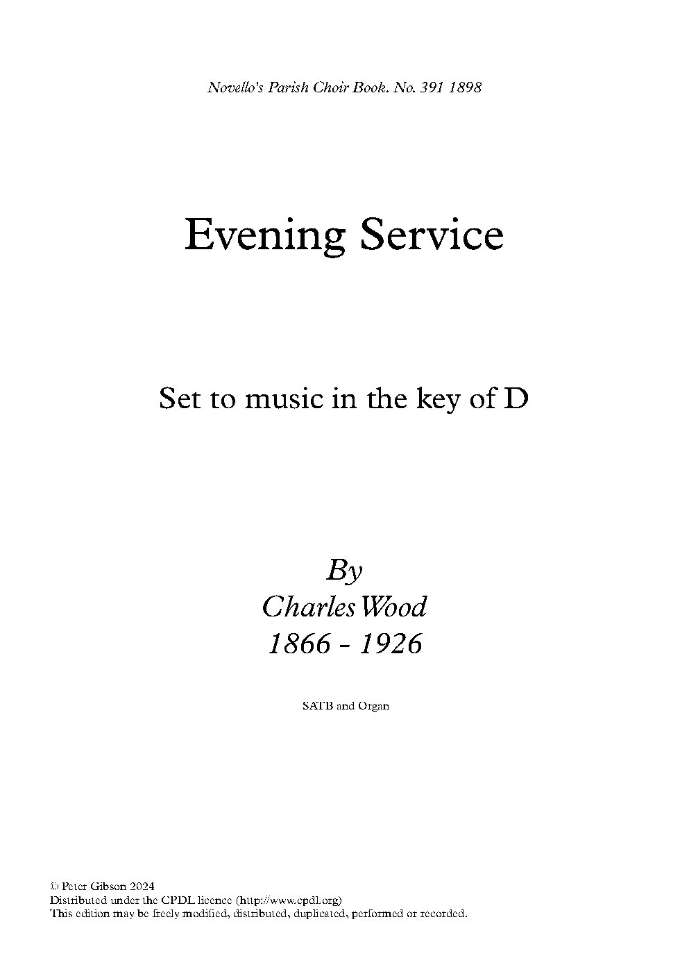 Evening Service in D Major - Choir Script PDF Thumbnail