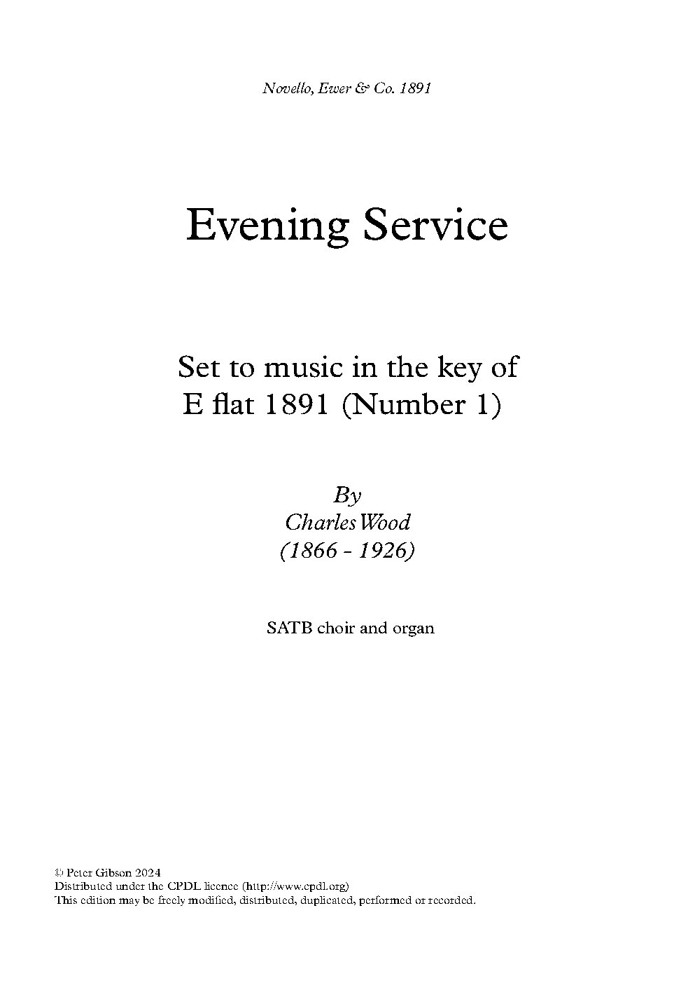 Evening Service in E Flat Major, number 1