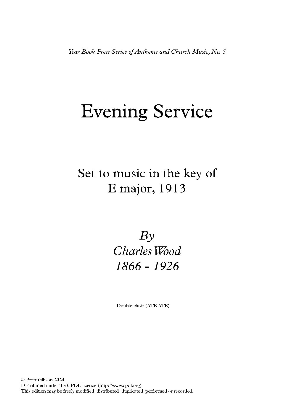 Evening Service in E Major