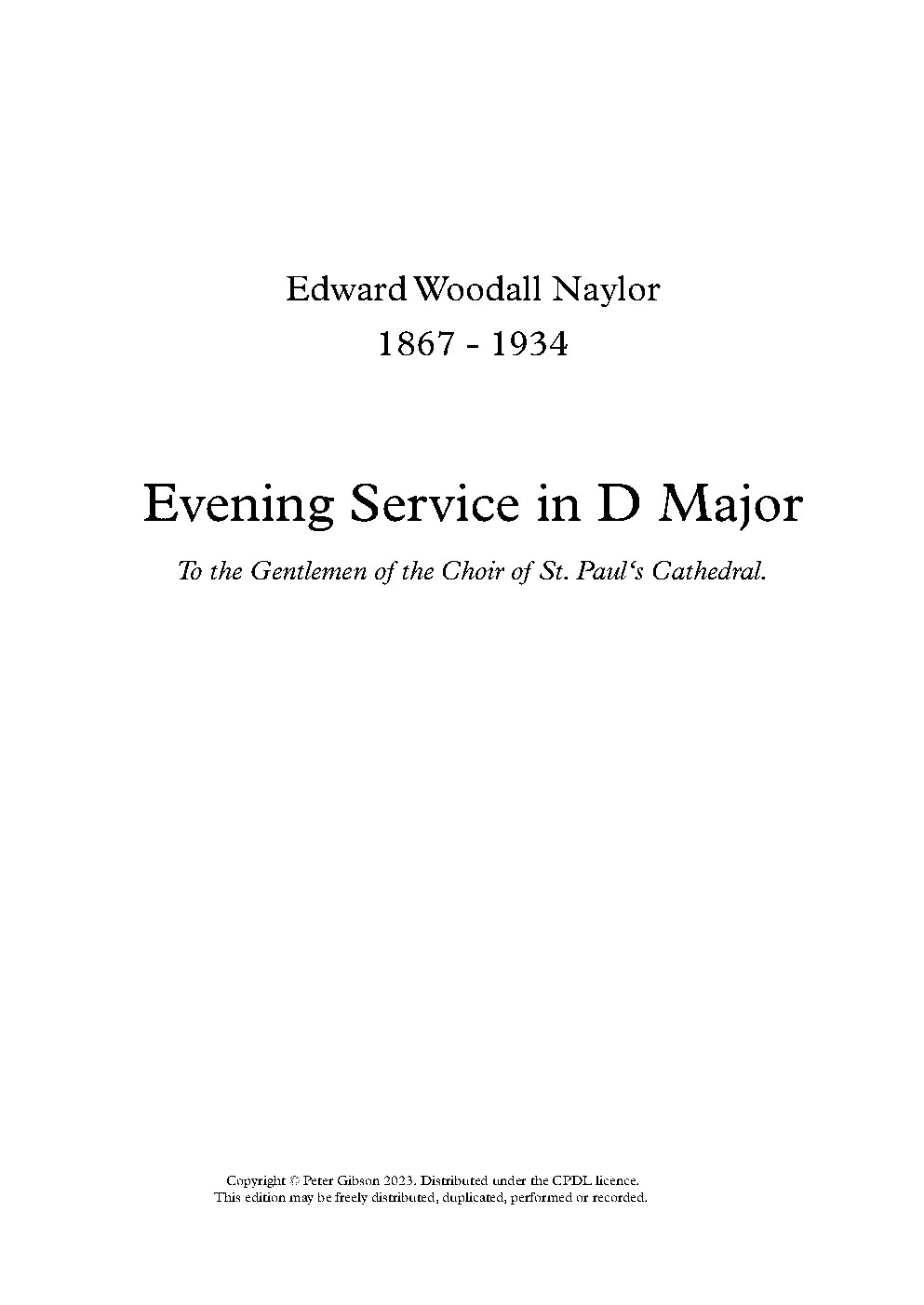 Evening Service in E Major