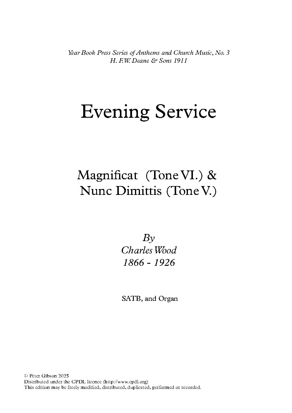 Evening Service, Tone VI/V - Choir Script PDF Thumbnail