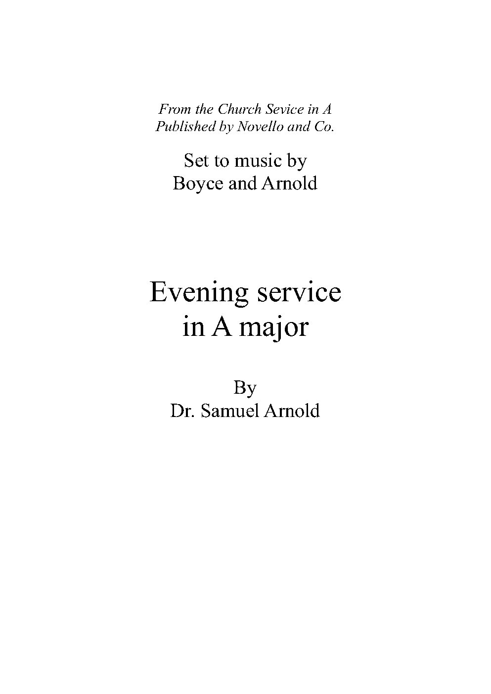 Evening Service in G Major