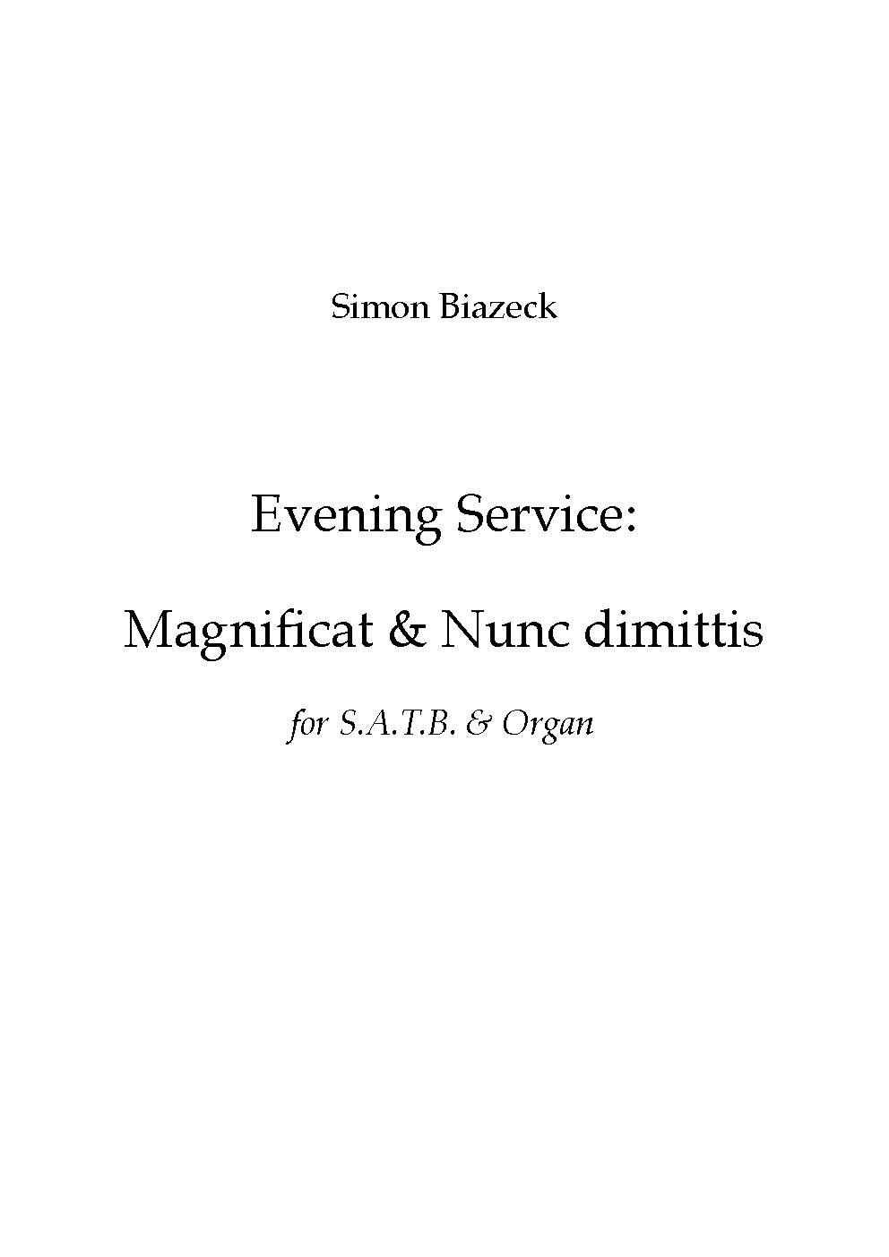 Evening Service: Magnificat and Nunc dimittis