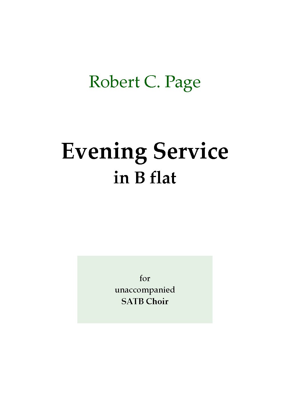 Evening Service in B flat