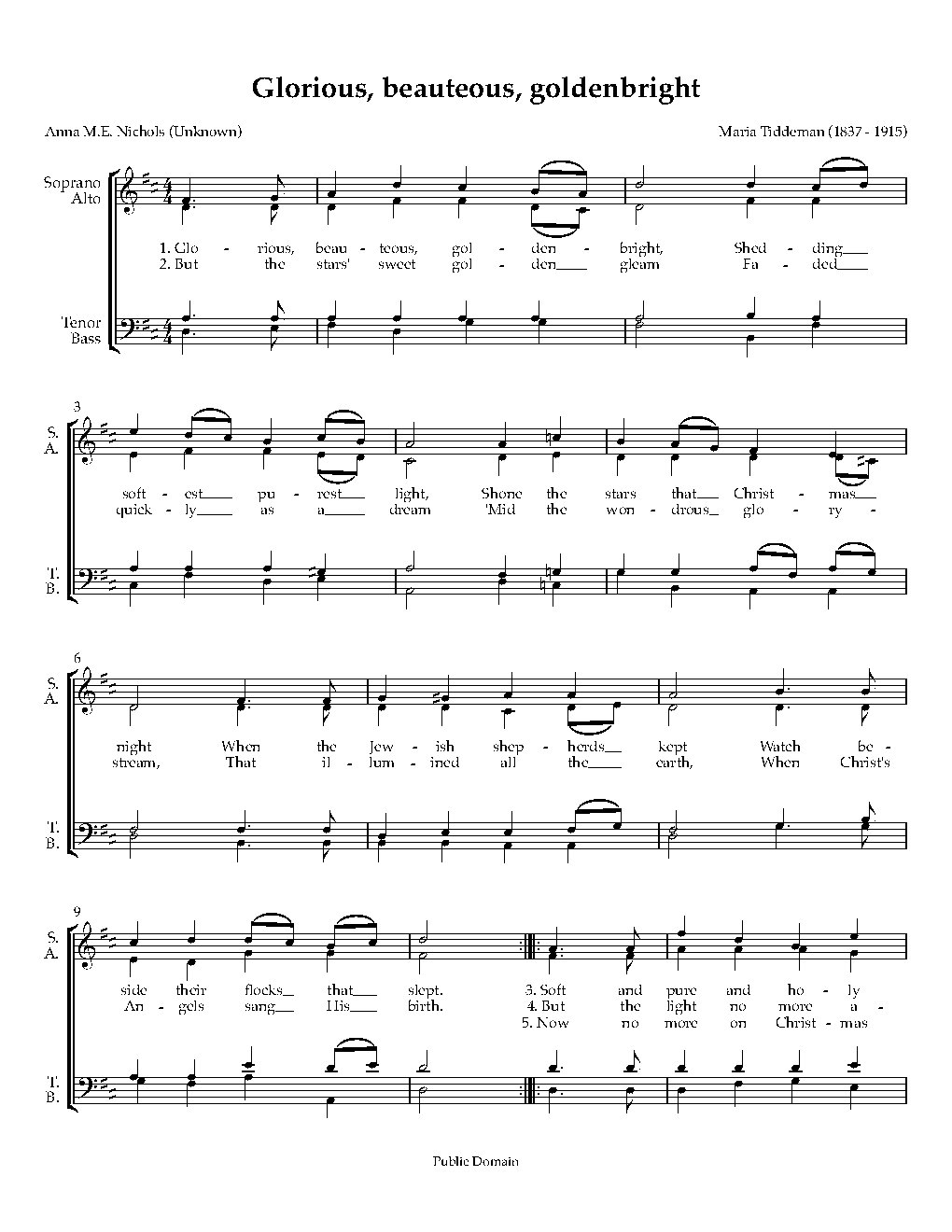 Glorious, beauteous, goldenbright - Choir Script PDF Thumbnail