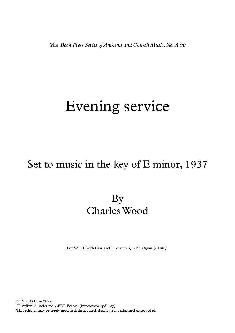 Evening Service in E Minor
