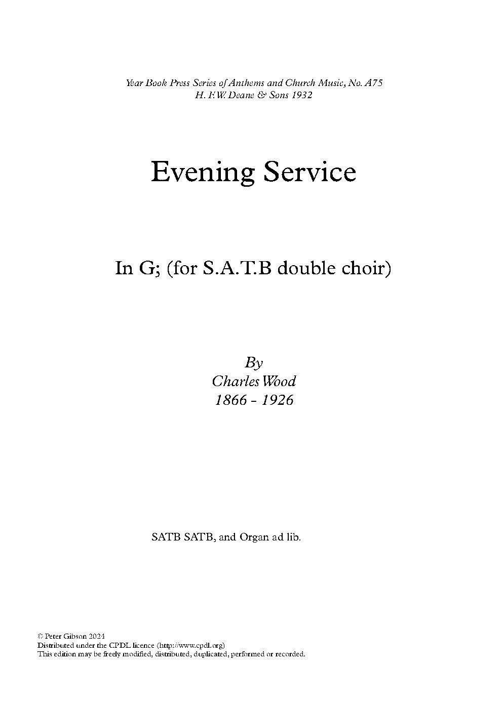 Evening Service in G Major - Choir Script PDF Thumbnail