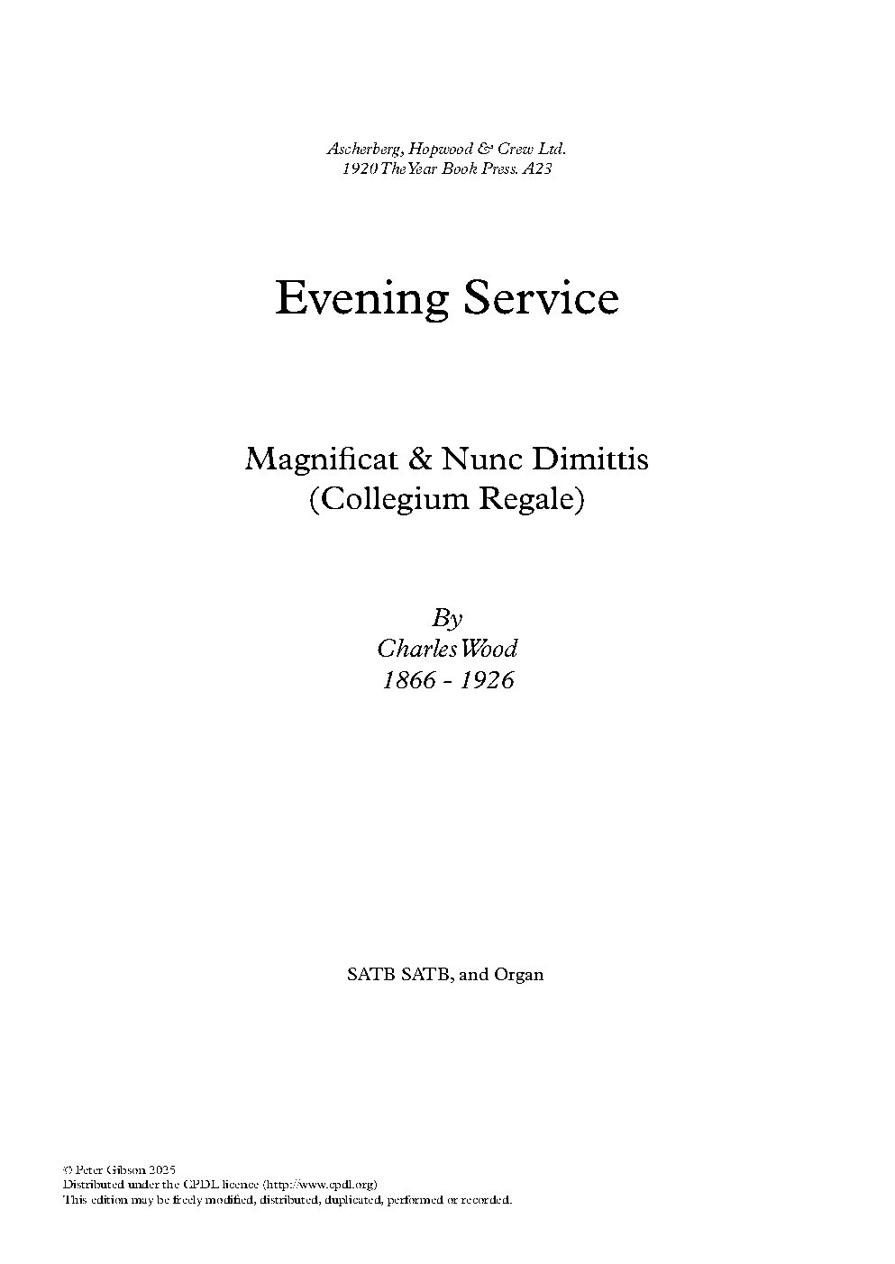 Evening Service in F Major - Choir Script PDF Thumbnail