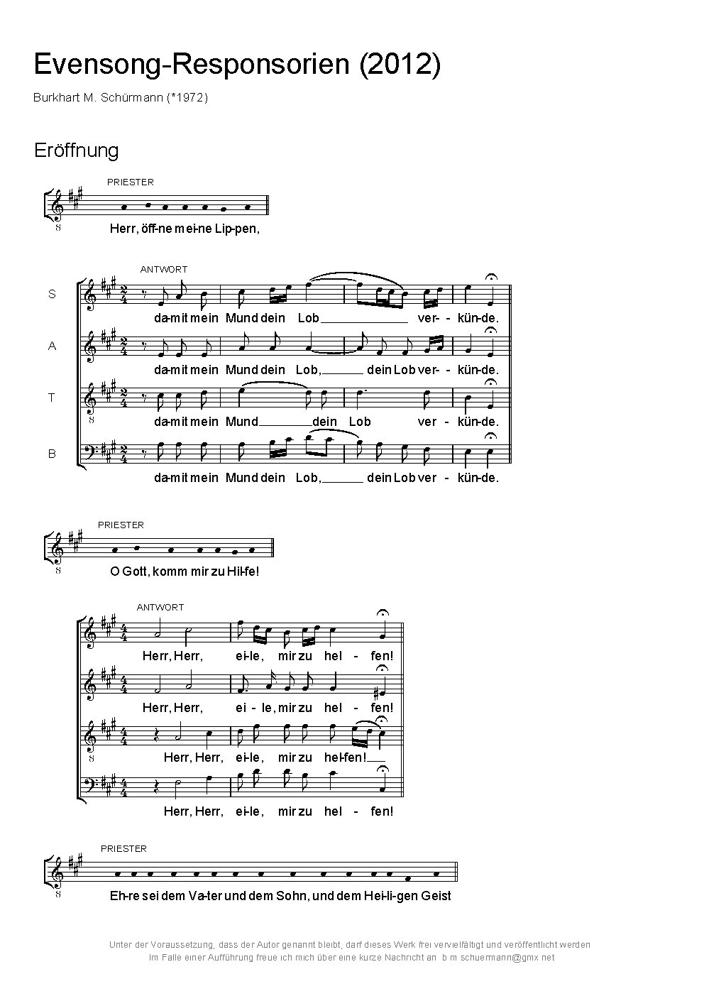 Evensong-Responsorien 2012