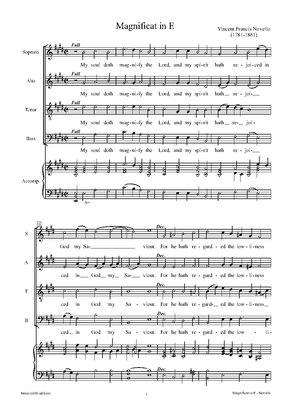 Evening canticles in E