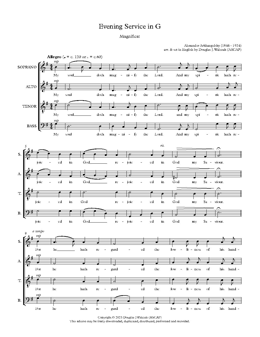 Evening Service in G - Choir Script PDF Thumbnail