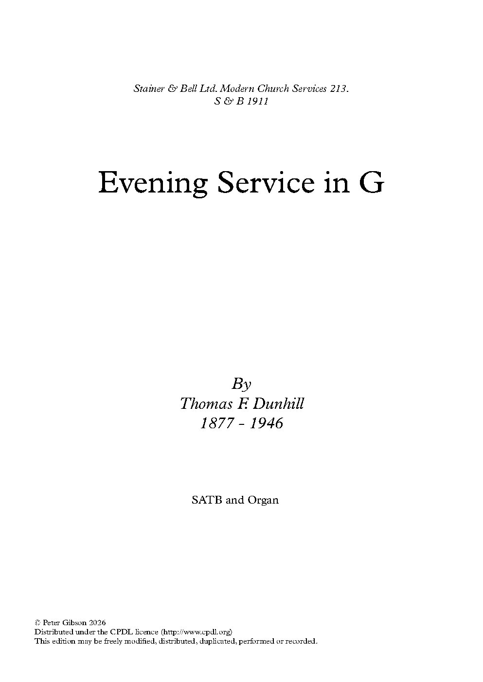 Evening Service in G