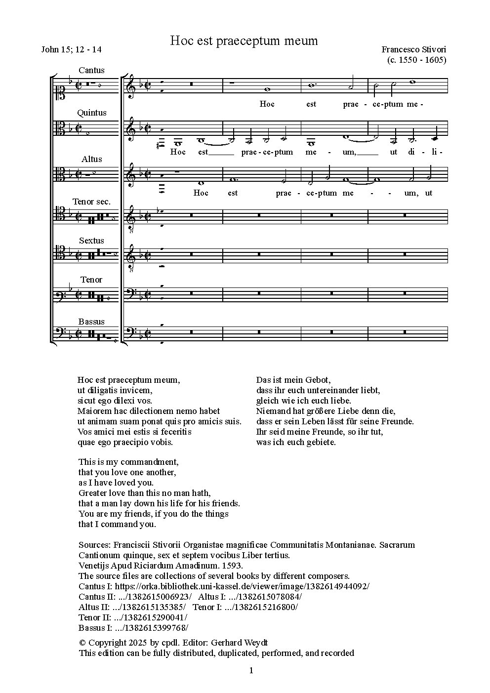 Hoc est praeceptum meum - Choir Script PDF Thumbnail