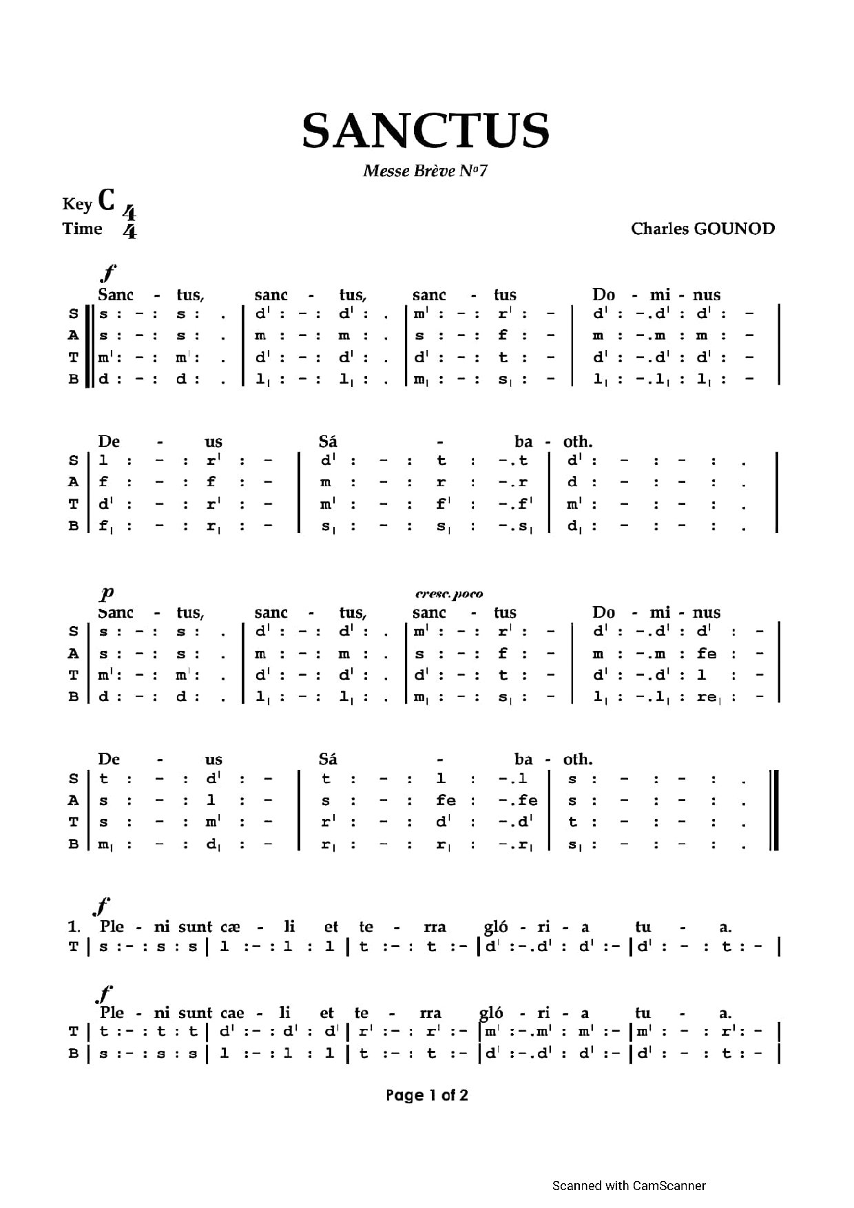 Sanctus ~ Charles Gounod - Download Choir Script PDF