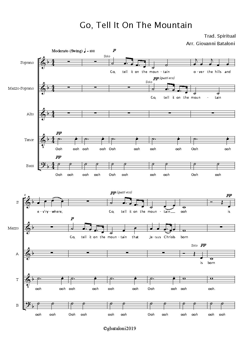 Go, tell it on the mountain - Choir Script PDF Thumbnail