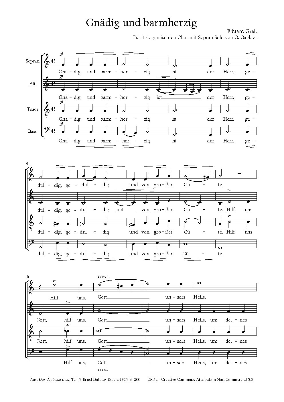 Gnädig und barmherzig à 5 - Choir Script PDF Thumbnail