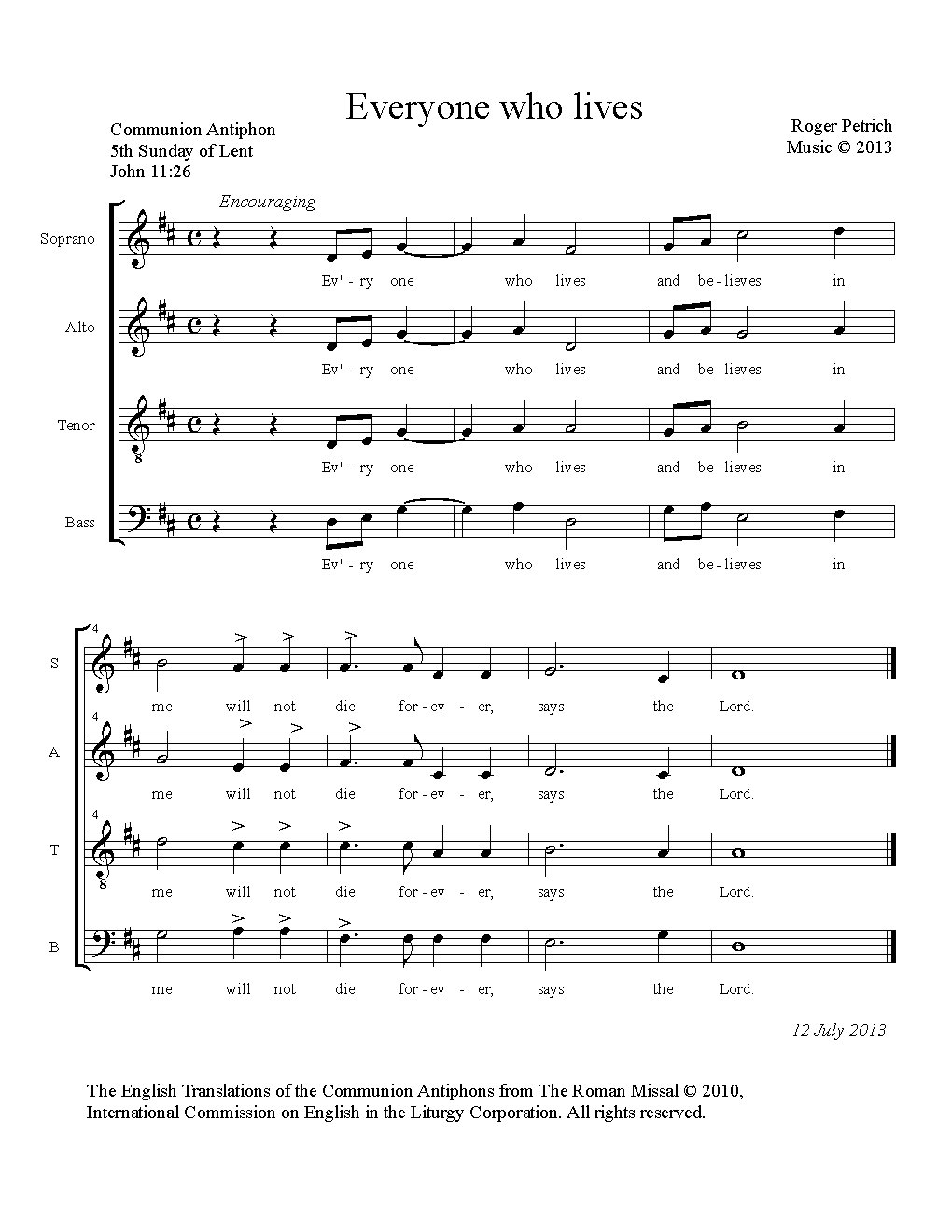 Every one who lives - Choir Script PDF Thumbnail