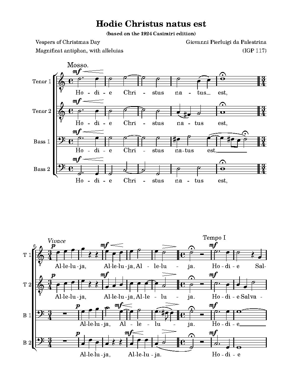 Hodie Christus natus est a 4 - Choir Script PDF Thumbnail