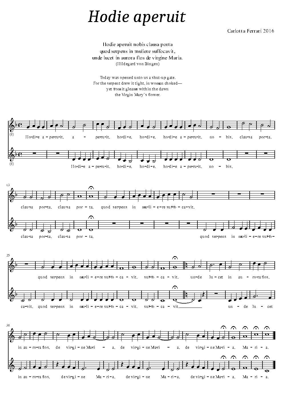 Hodie aperuit - Choir Script PDF Thumbnail