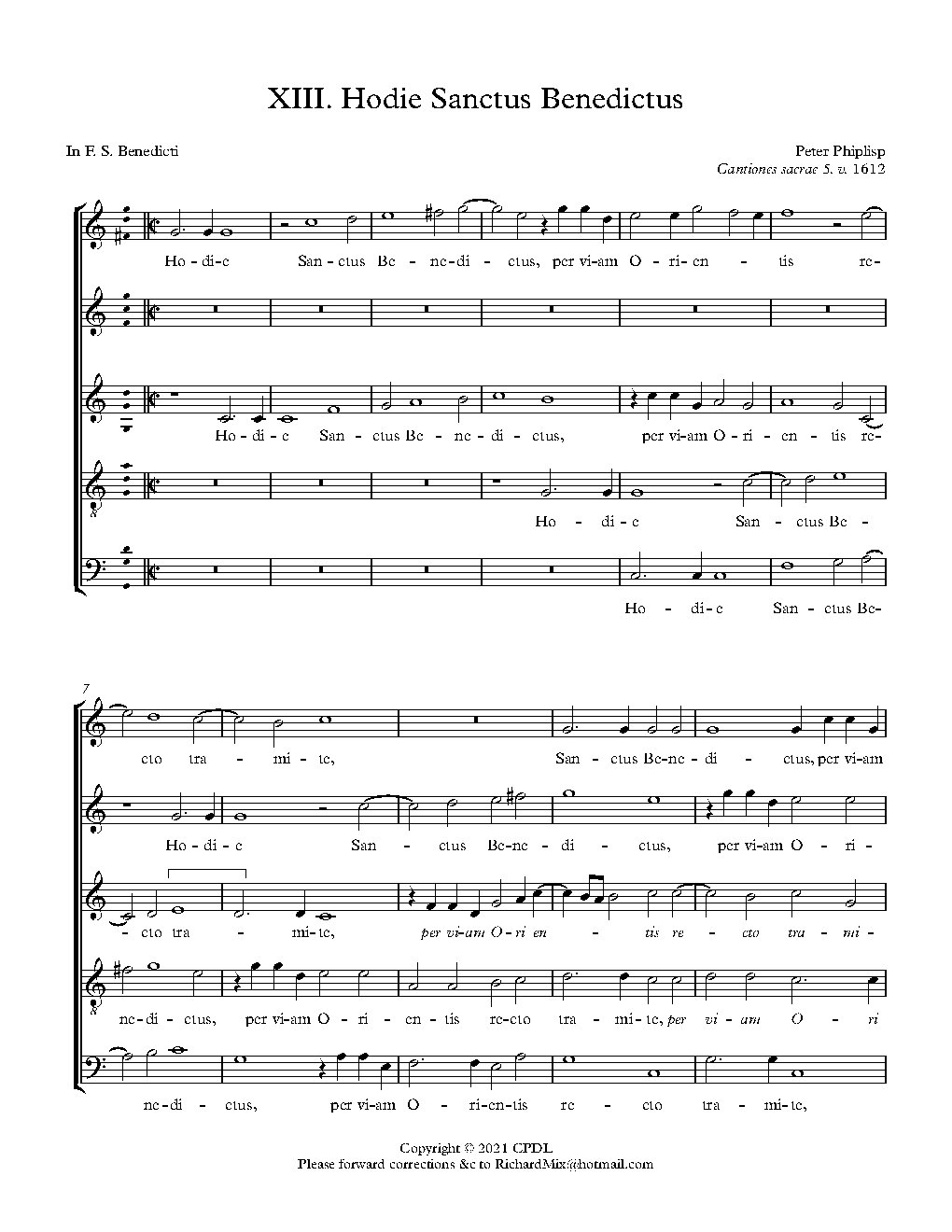 Hodie Sanctus Benedictus - Choir Script PDF Thumbnail
