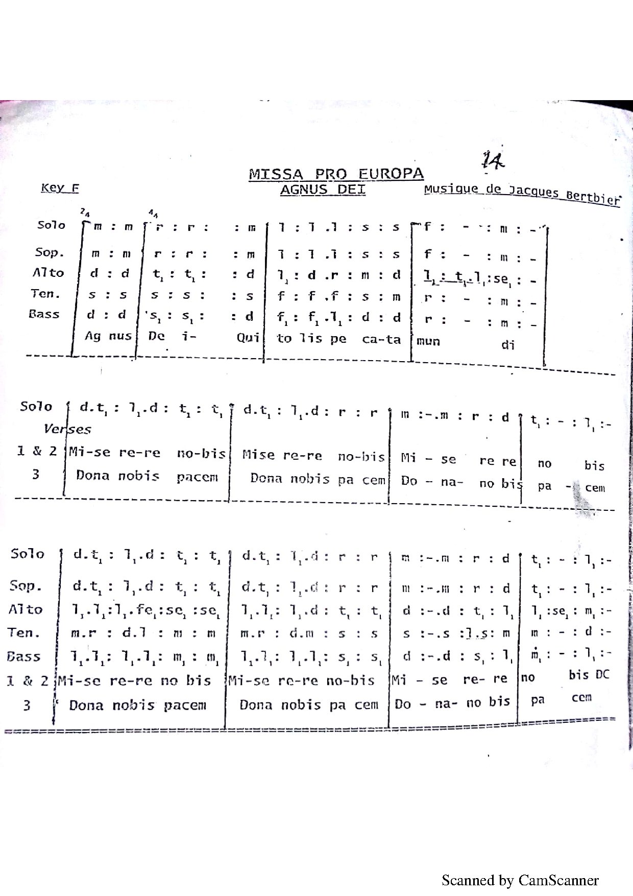 Agnus Dei (missa Europa) - Download Choir Script PDF