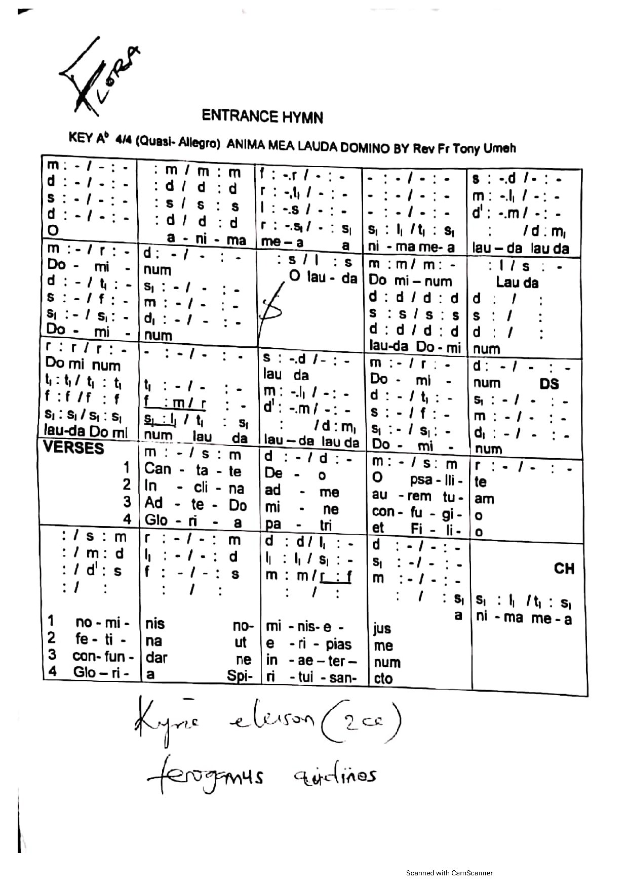 Anima Mea ~ Rev Fr. Tony Umeh - Download Choir Script PDF