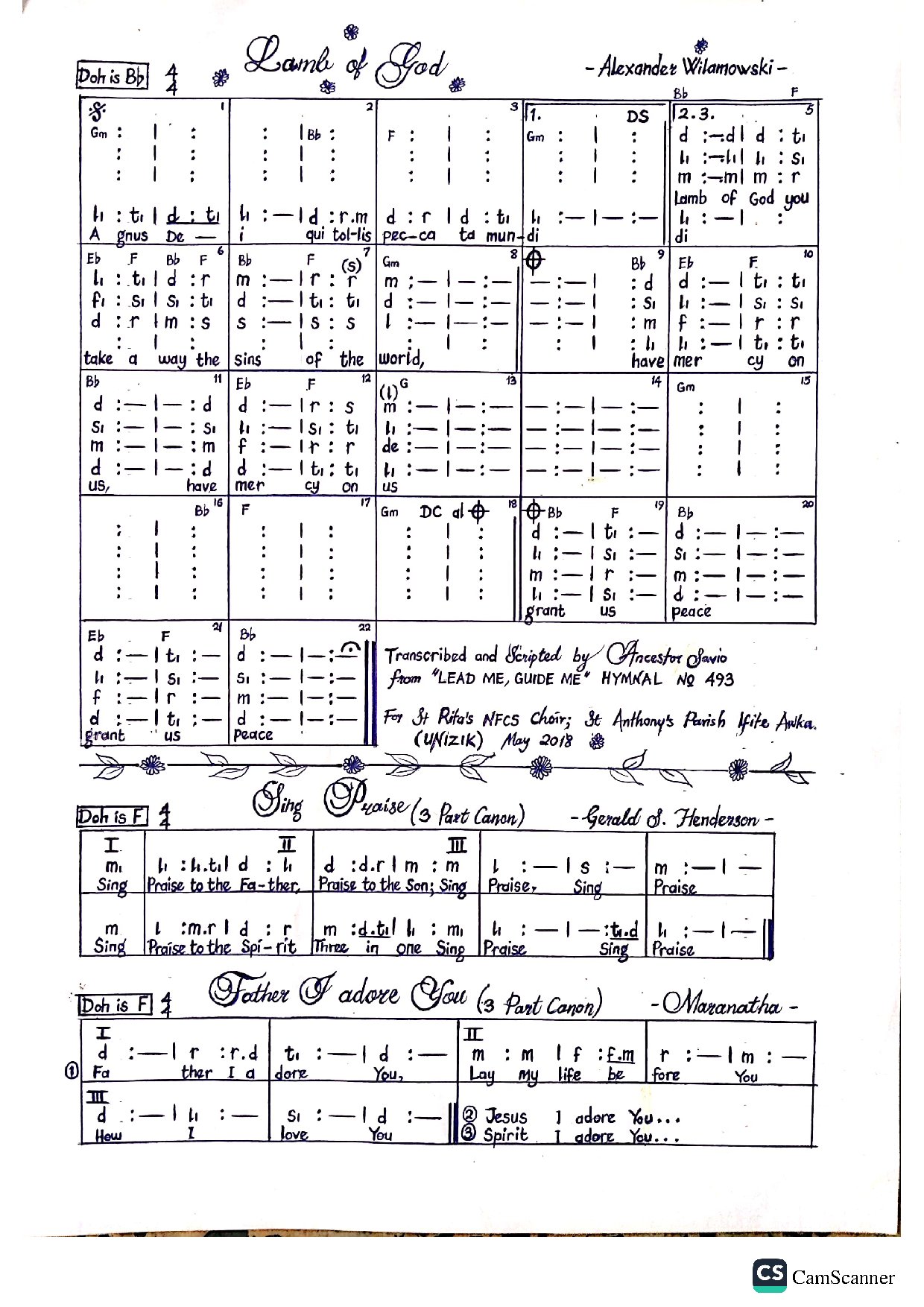 Agnus Dei- Lamb Of God - Download Choir Script PDF