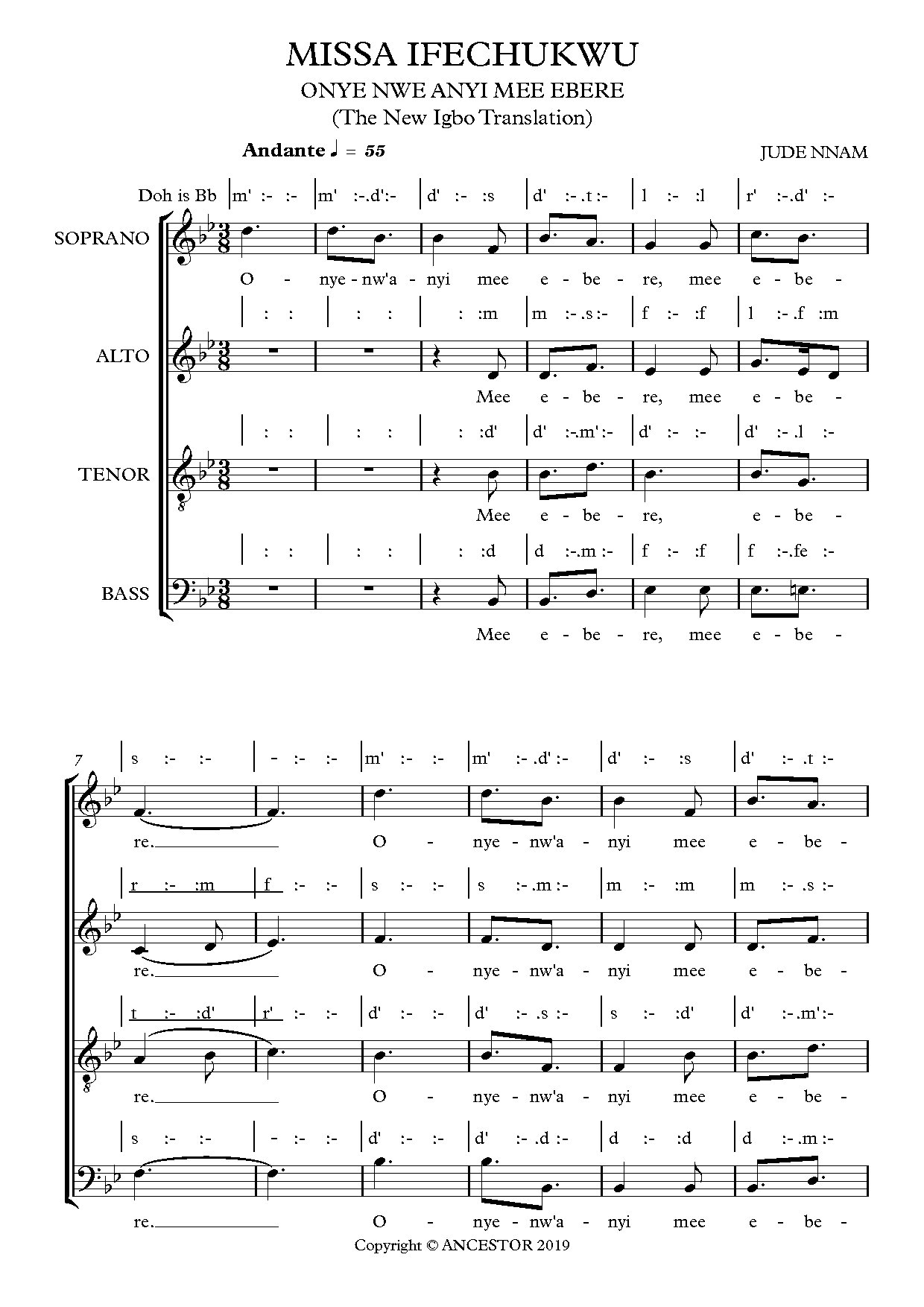 Missa Ifechukwu (kyrie) - Download Choir Script PDF