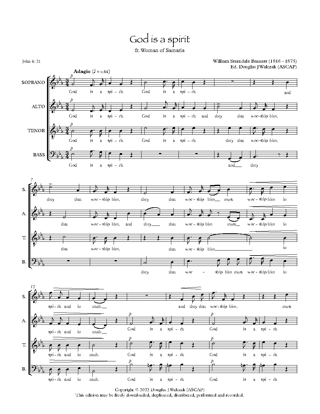 God is a Spirit from (from The Woman of Samaria, Op.44)