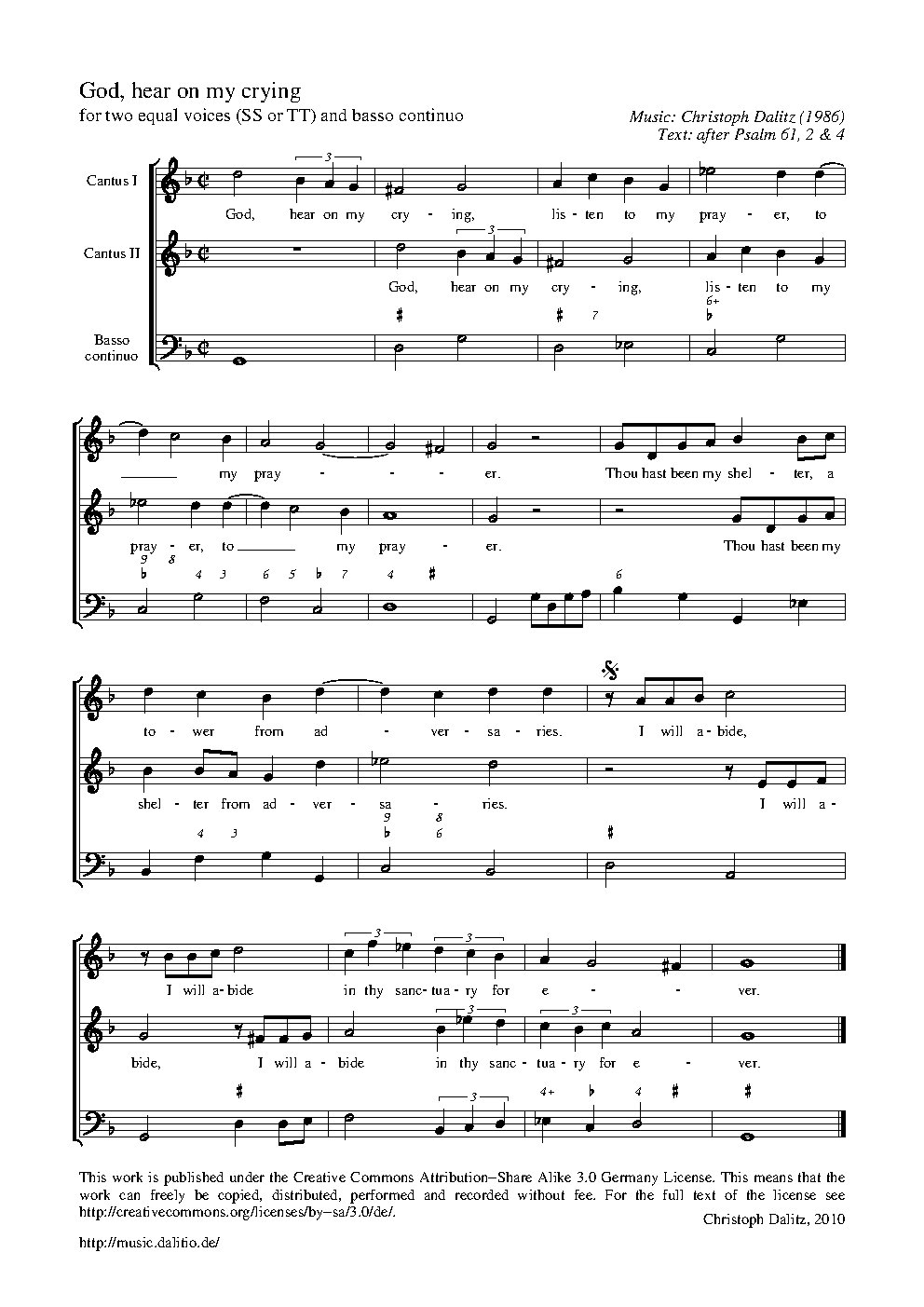 God hear on my crying or Gott höre mein Flehen