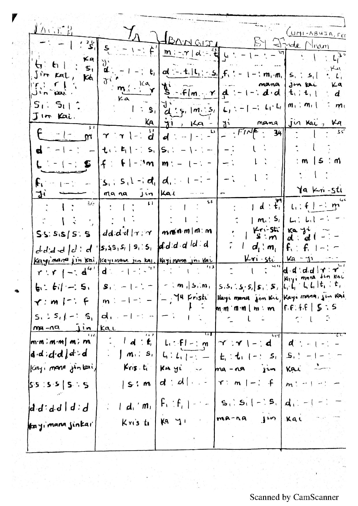 Ya Ubangiji By Jude Nnam - Download Choir Script PDF