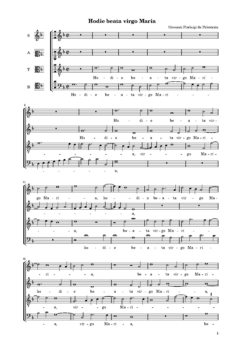 Hodie beata virgo Maria - Choir Script PDF Thumbnail