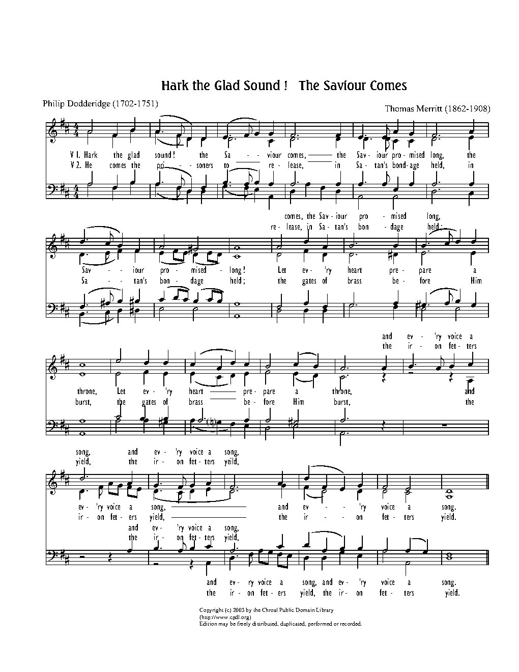 Hark the Glad Sound! The Saviour Comes