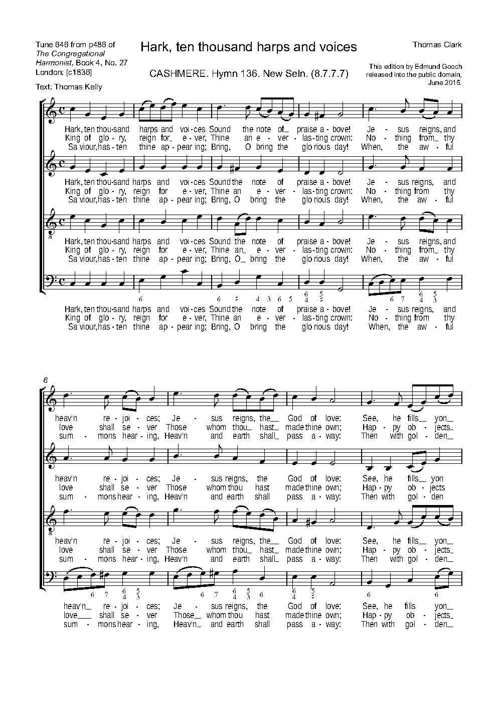 Hark, ten thousand harps and voices - Choir Script PDF Thumbnail