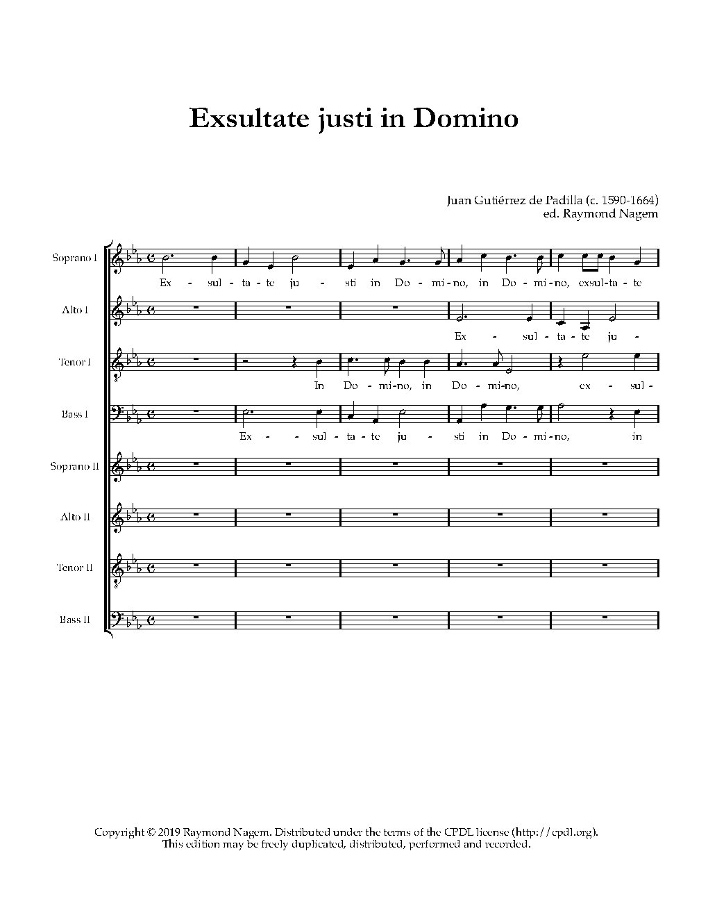 Exsultate iusti in Domino - Choir Script PDF Thumbnail