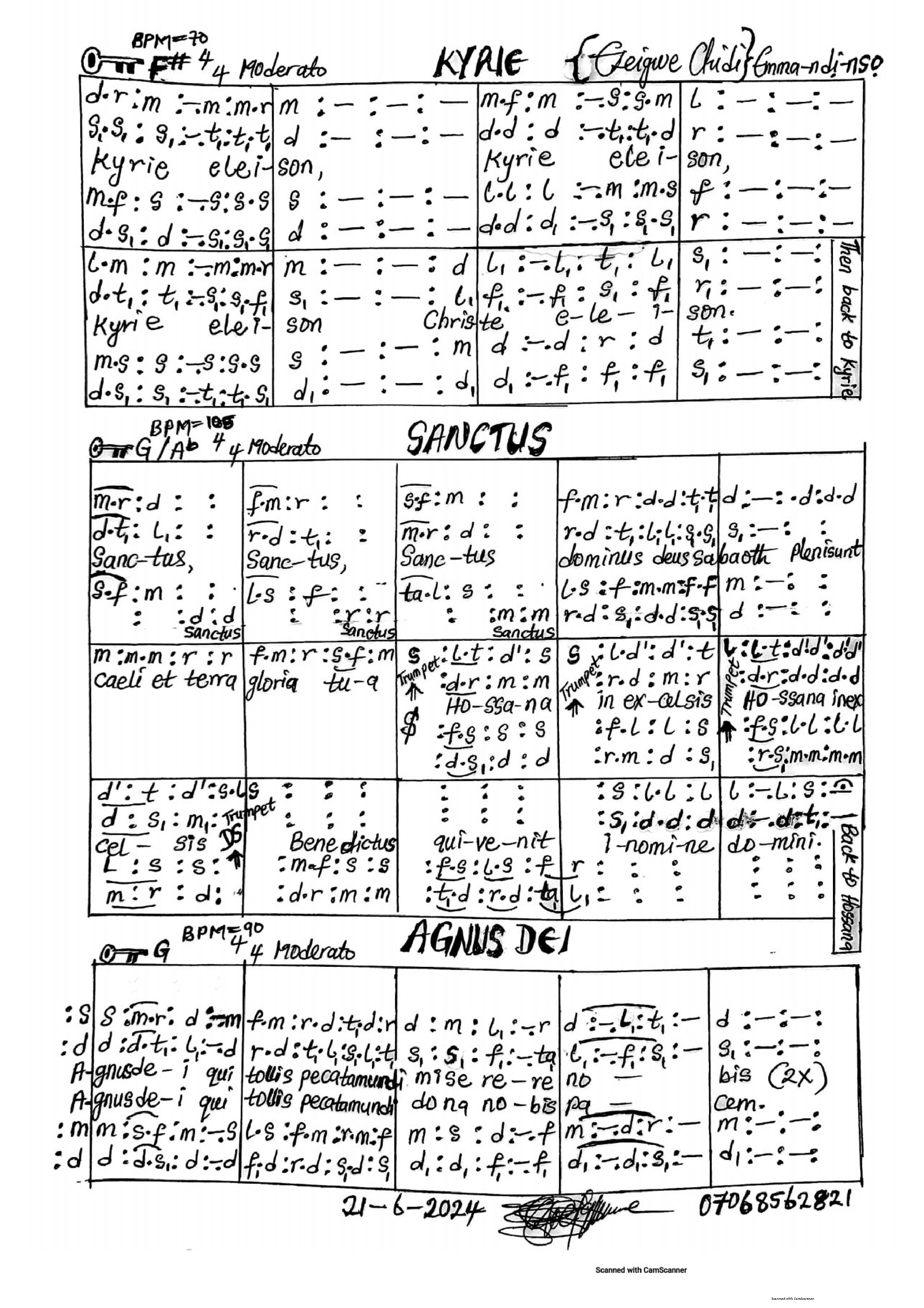 Kyrie, Sanctus, Agnus Dei - Download Choir Script PDF