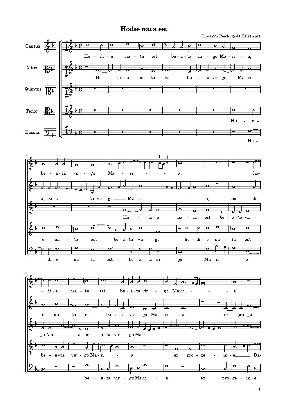 Hodie nata est beata virgo Maria - Choir Script PDF Thumbnail