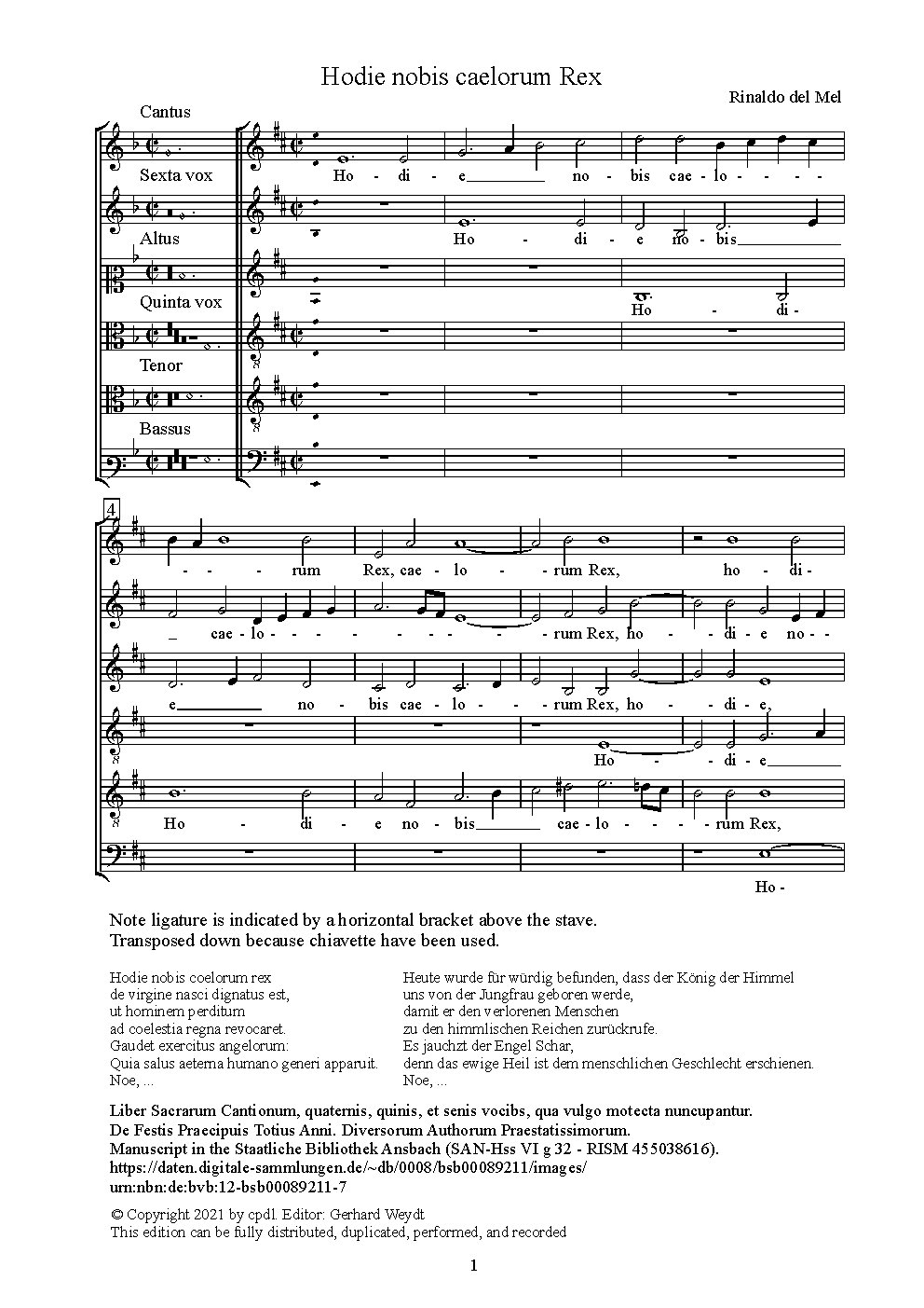 Hodie nobis coelorum rex - Choir Script PDF Thumbnail