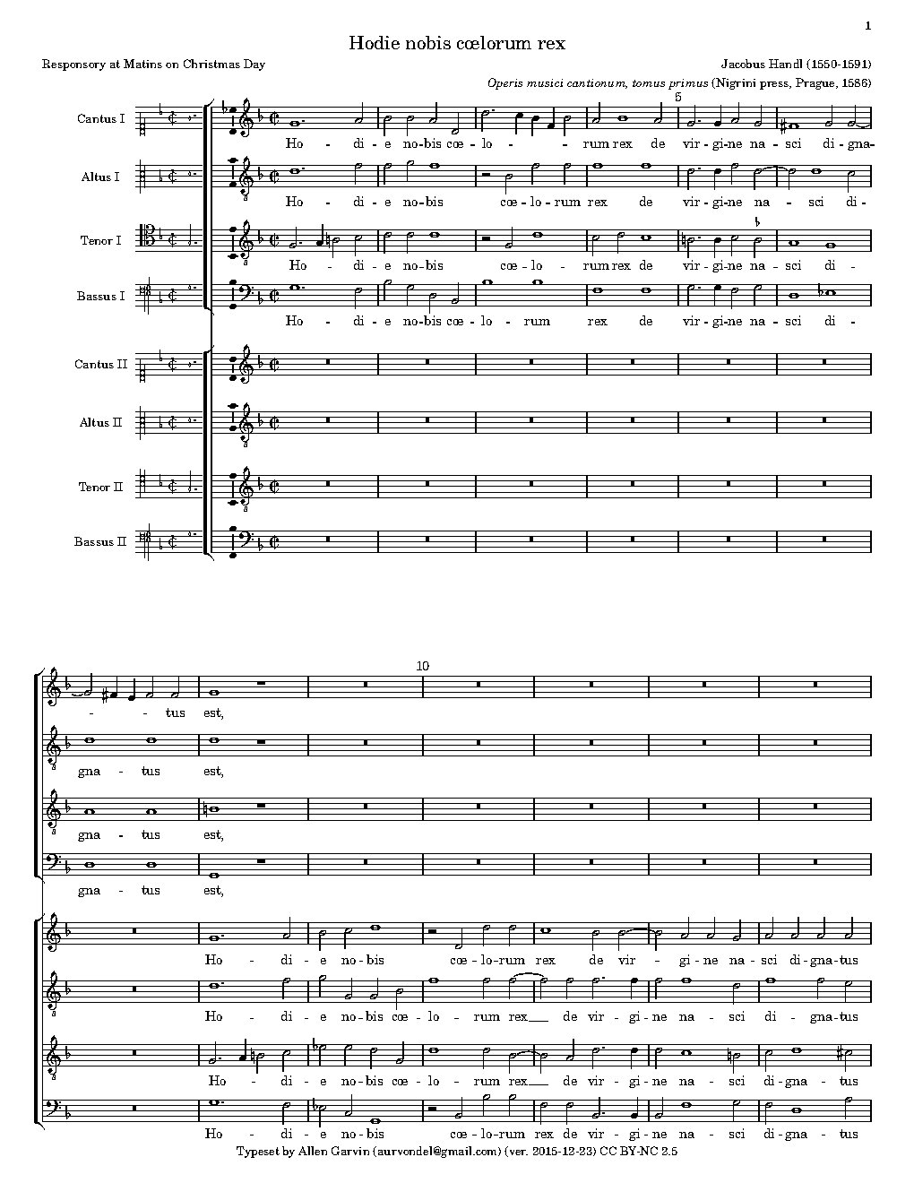 Hodie nobis cœlorum rex - Choir Script PDF Thumbnail