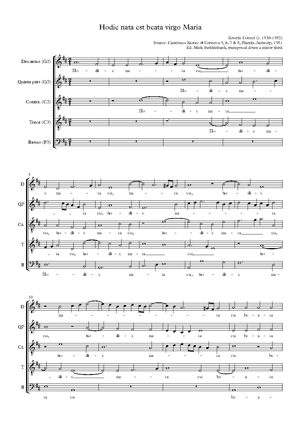 Hodie nata est beata virgo Maria - Choir Script PDF Thumbnail